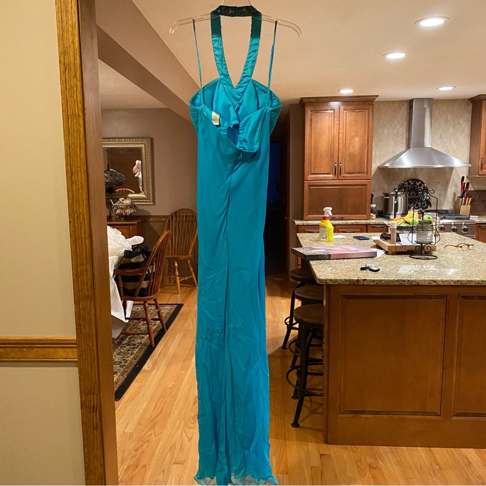 Turquoise Blue Cache Full Length Gown Size 8 - image 2